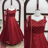 Maroon Exclusive Chanderi Butti Gown