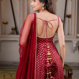 Maroon Exclusive Chanderi Butti Gown