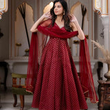 Maroon Exclusive Chanderi Butti Gown