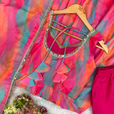 Colourful Organza Anarkali Gown