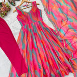 Colourful Organza Anarkali Gown