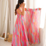 Colourful Organza Anarkali Gown