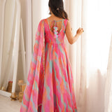 Colourful Organza Anarkali Gown