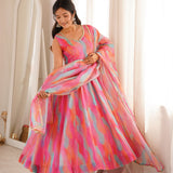 Colourful Organza Anarkali Gown