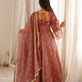 Traditional Laheriya Print Anarkali Gown