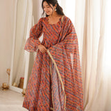 Traditional Laheriya Print Anarkali Gown