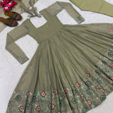 Designer Crunchy Silk Anarkali Gown