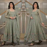 Designer Crunchy Silk Anarkali Gown