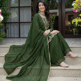 Classic Olive Silk Top Plazzo