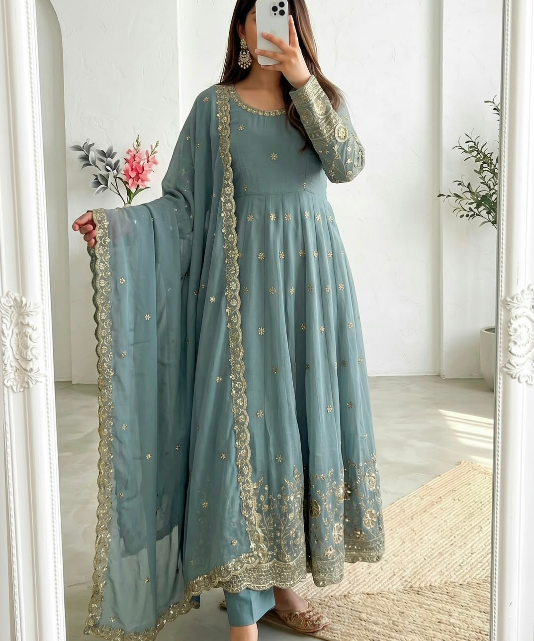 Exclusive Crunchy Silk Anarkali Gown