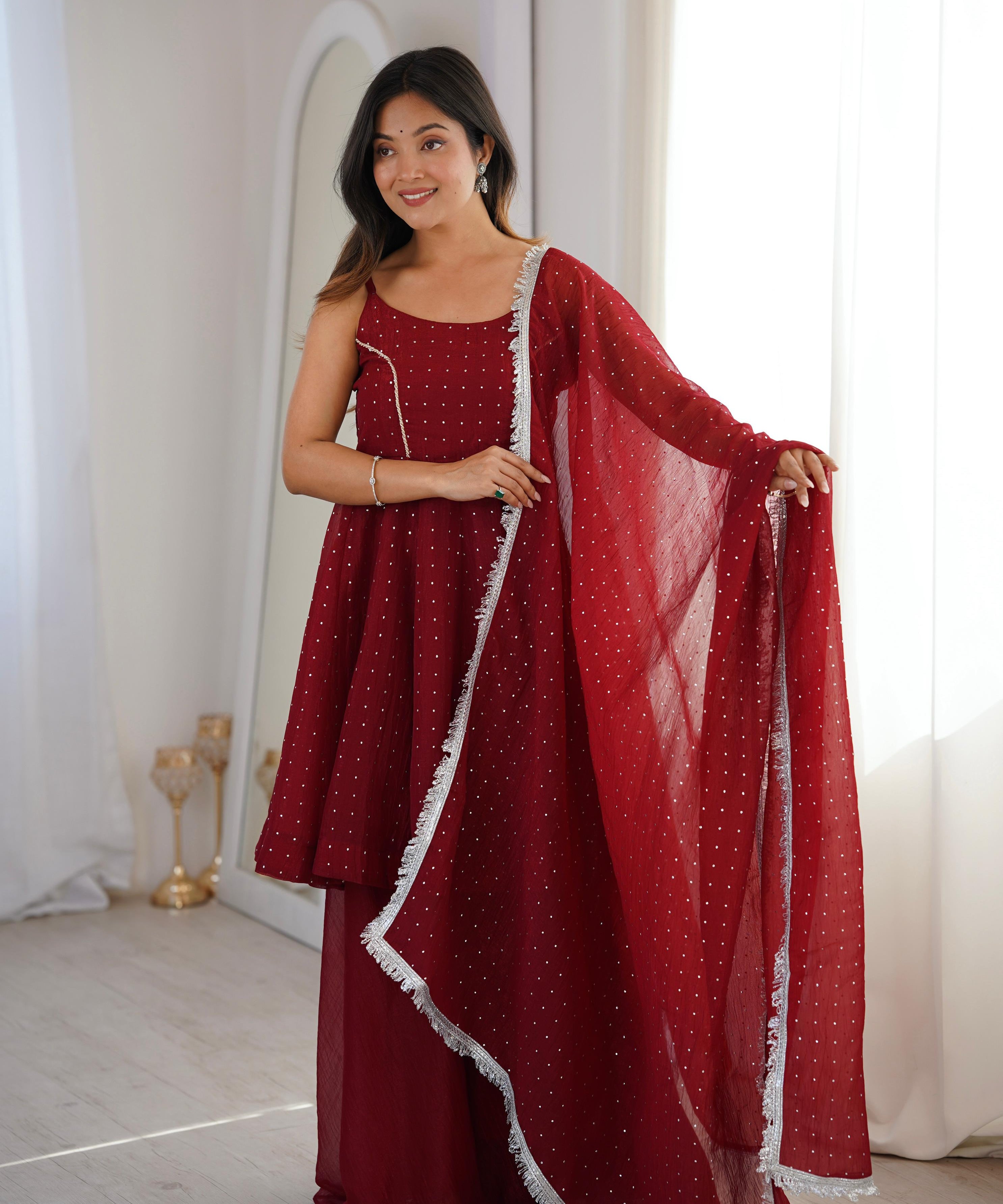 Ethnic Chrunchy Silk Top Sharara