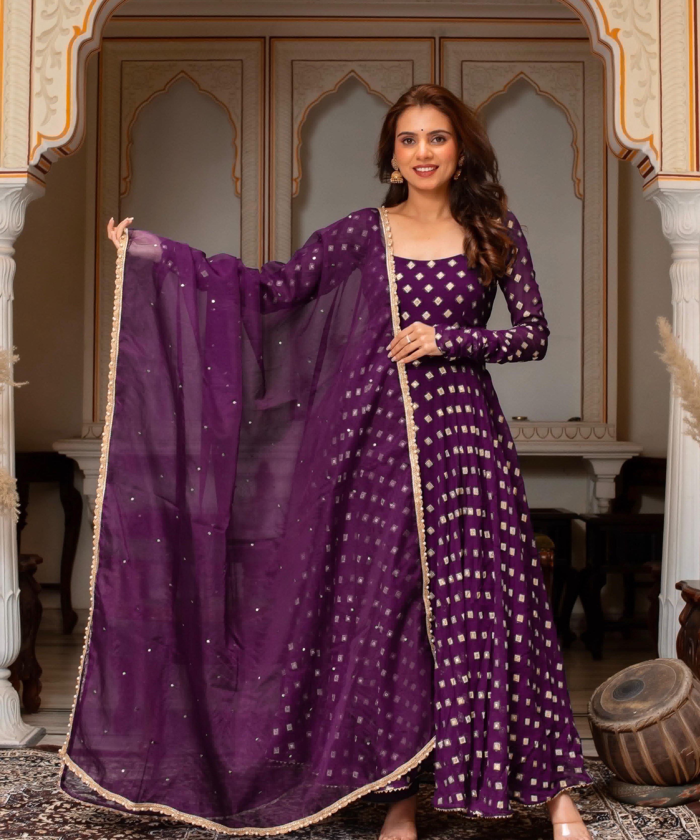 Designer Chanderi Silk Anarkali Suit