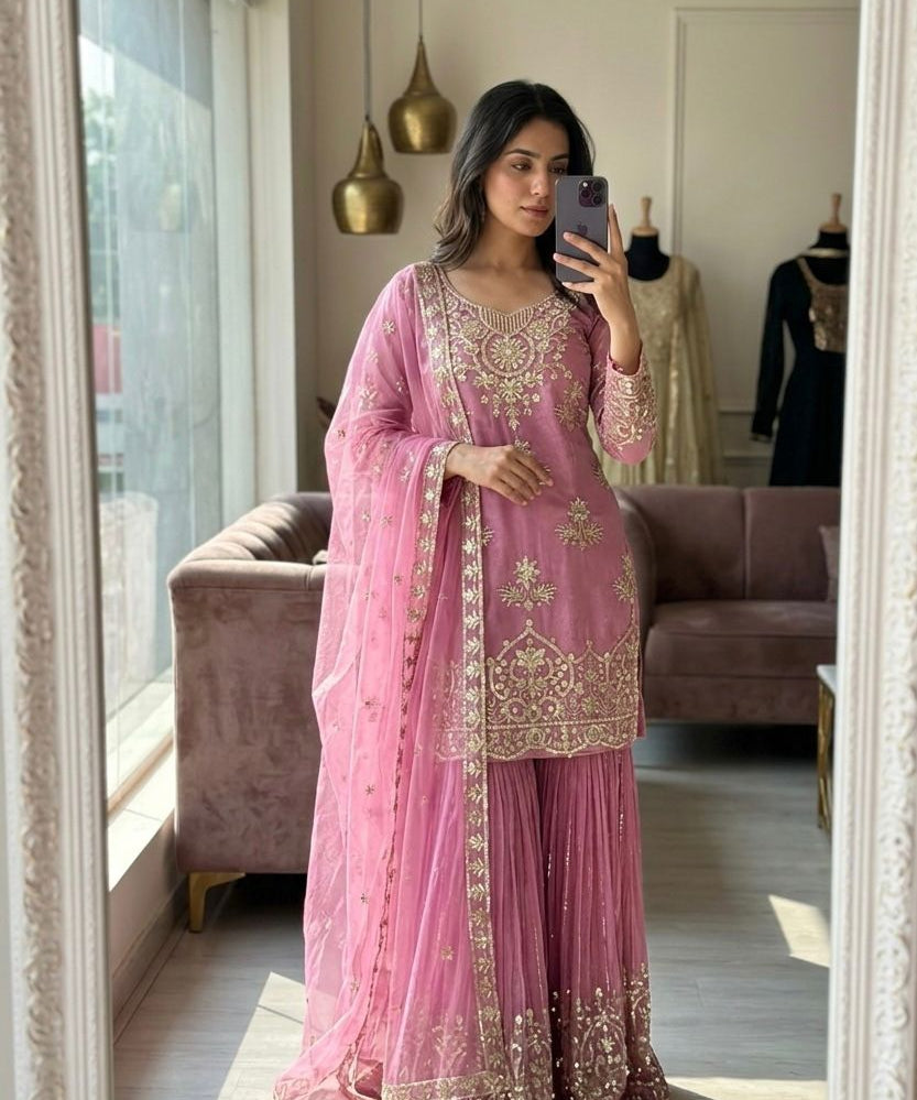 Trending Organza Embroidered Suit