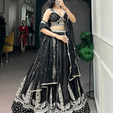 Black Wedding Naysha Silk Lehenga