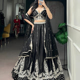 Black Wedding Naysha Silk Lehenga