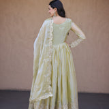 Stunning Shiny Silk Anarkali Gown
