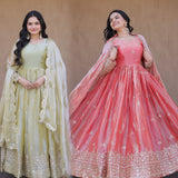 Stunning Shiny Silk Anarkali Gown