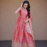 Stunning Shiny Silk Anarkali Gown