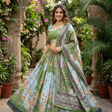Traditional Printed Taby Silk Lehenga