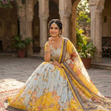Traditional Printed Taby Silk Lehenga