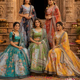 Traditional Printed Taby Silk Lehenga