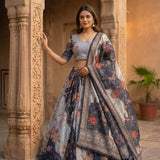 Traditional Printed Taby Silk Lehenga