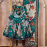Traditional Printed Taby Silk Lehenga