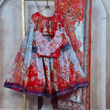Traditional Printed Taby Silk Lehenga