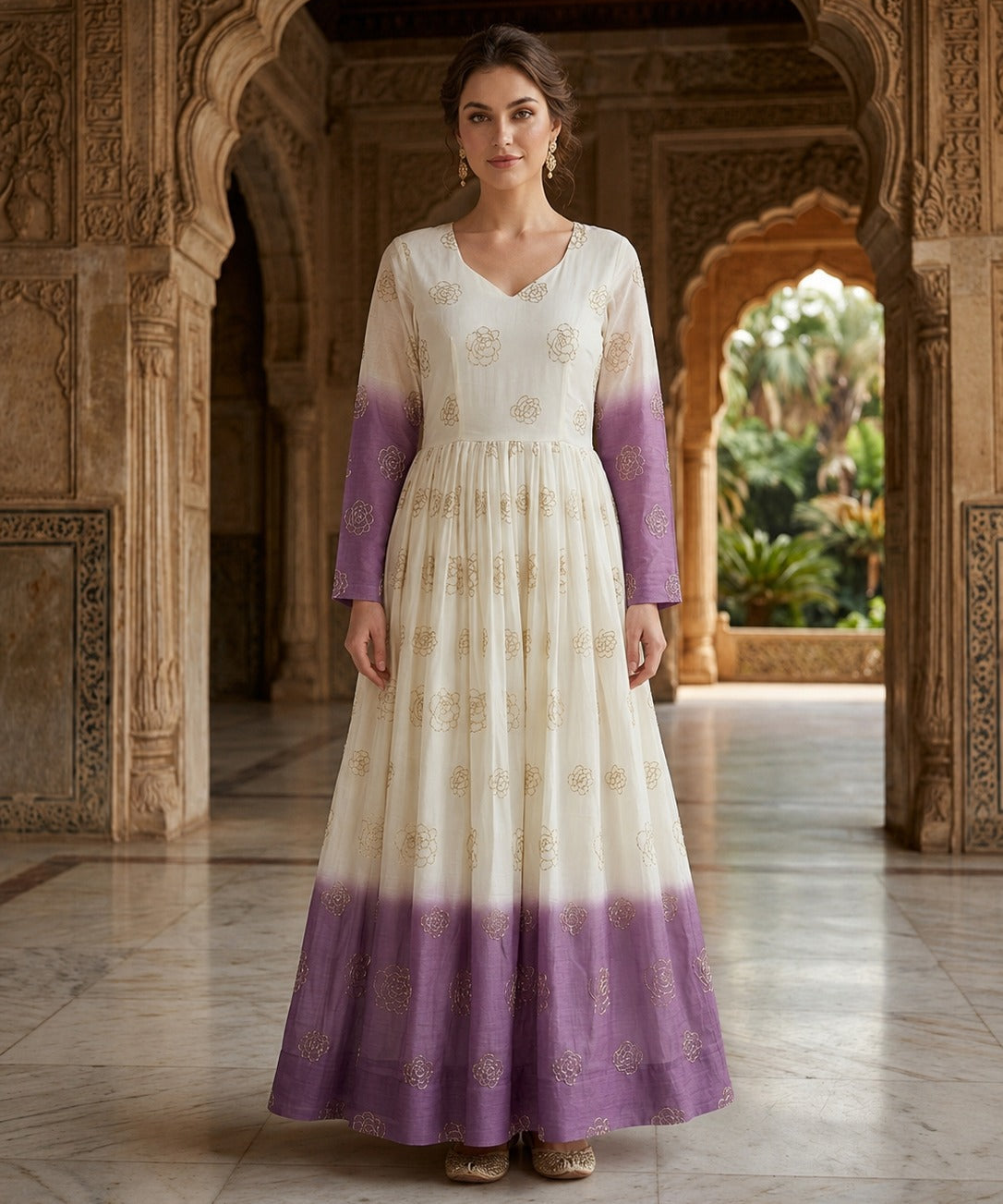 Designer Shaded Crunchy Anarkali Gown