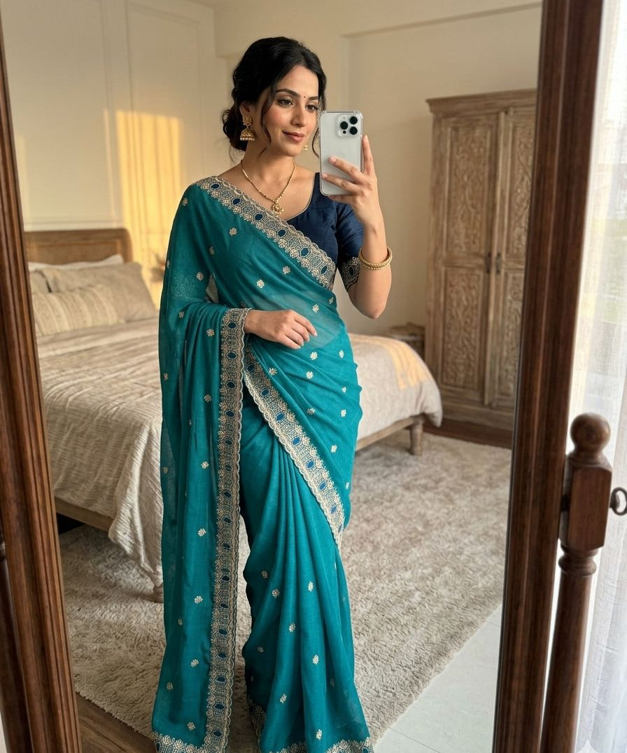 Beautiful Georgette Embroidered Saree