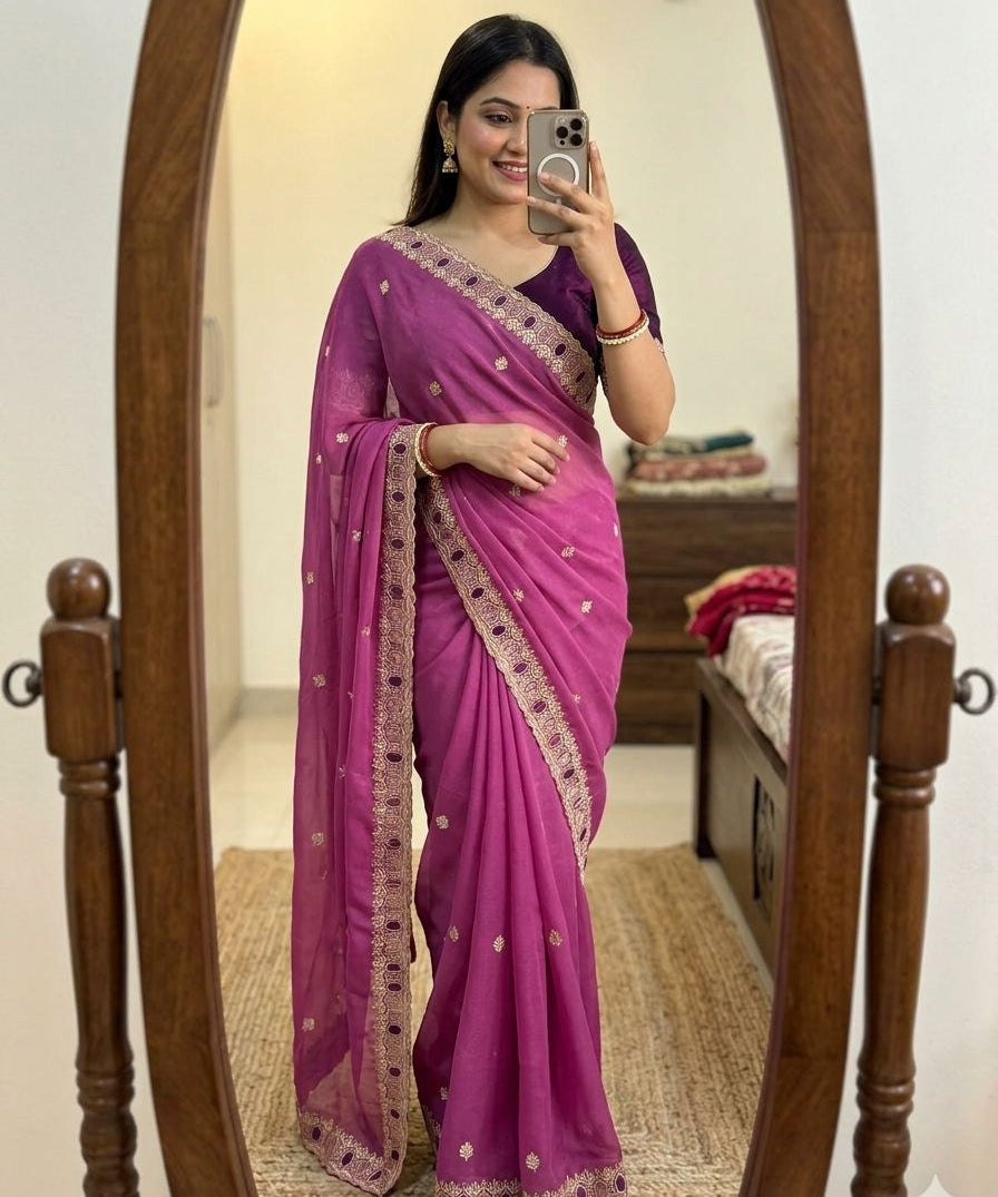 Beautiful Georgette Embroidered Saree