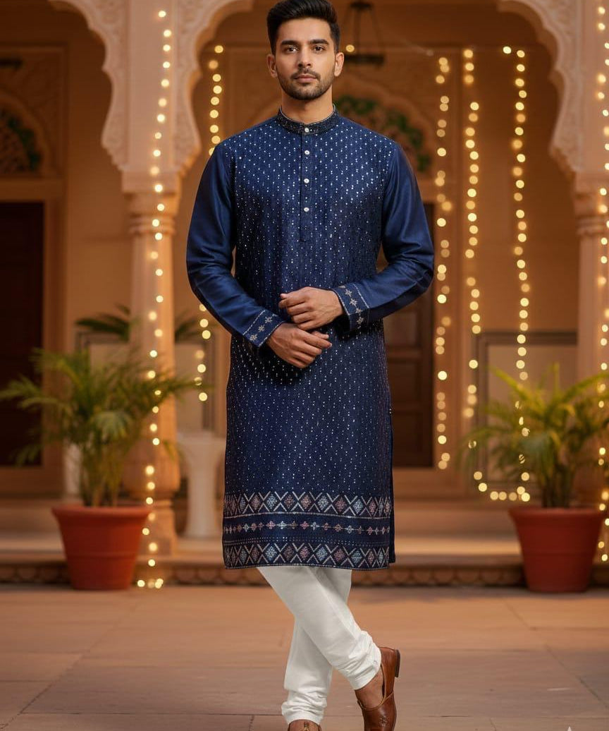 Designer Silk Men's Kurta Set