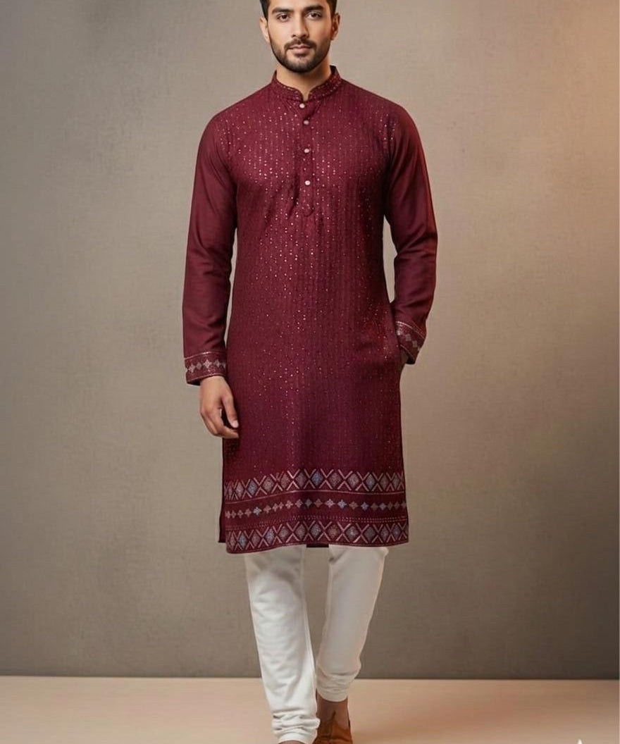 Designer Silk Men's Kurta Set