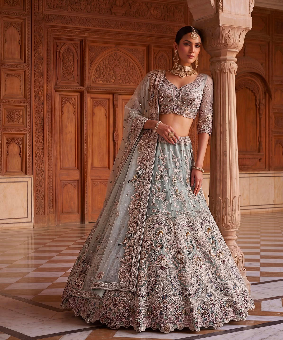 Mauve Mist Embroidered Lehenga Choli