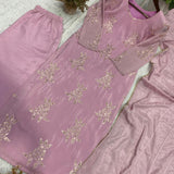 Pink Designer Chinon Straight Suit