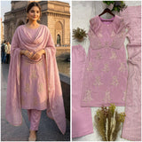 Pink Designer Chinon Straight Suit