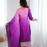 Classic Shaded Chinon Silk Suit