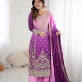 Classic Shaded Chinon Silk Suit
