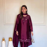 Elegant Wine American Silk Suit