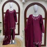 Elegant Wine American Silk Suit