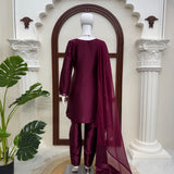 Elegant Wine American Silk Suit