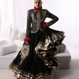 Black Charming Embroidered Top Lehenga