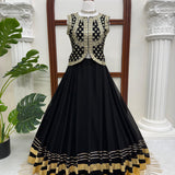 Black Charming Embroidered Top Lehenga