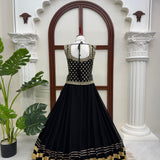 Black Charming Embroidered Top Lehenga