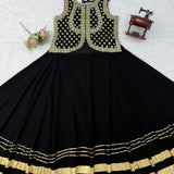 Black Charming Embroidered Top Lehenga