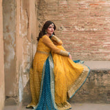 Yellow Traditional Soft Net Lehenga