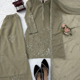 Designer Shiny Silk Top Plazzo