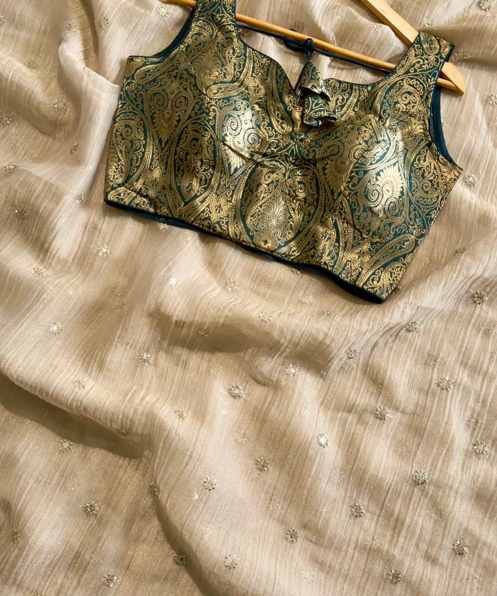 tissue saree with readymade blouse