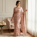 Creamy Georgette Lehenga Saree