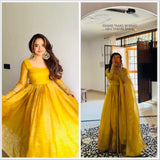 Yellow Gold Cruch Anarkali Gown
